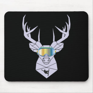 Snowboard Goggles Funny Snowboarding Moose Gift  Mouse Pad