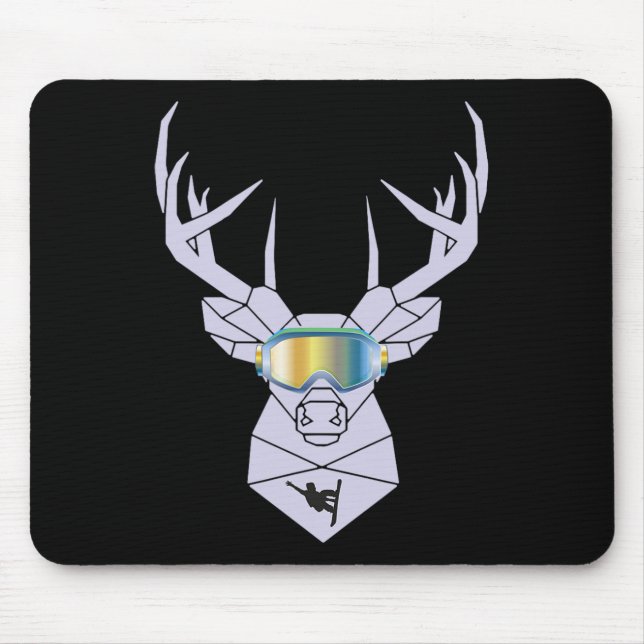 Snowboard Goggles Funny Snowboarding Moose Gift  Mouse Pad (Front)