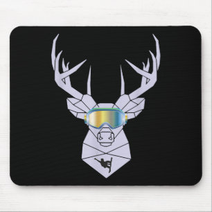 Snowboard Goggles Funny Snowboarding Moose Gift  Mouse Pad