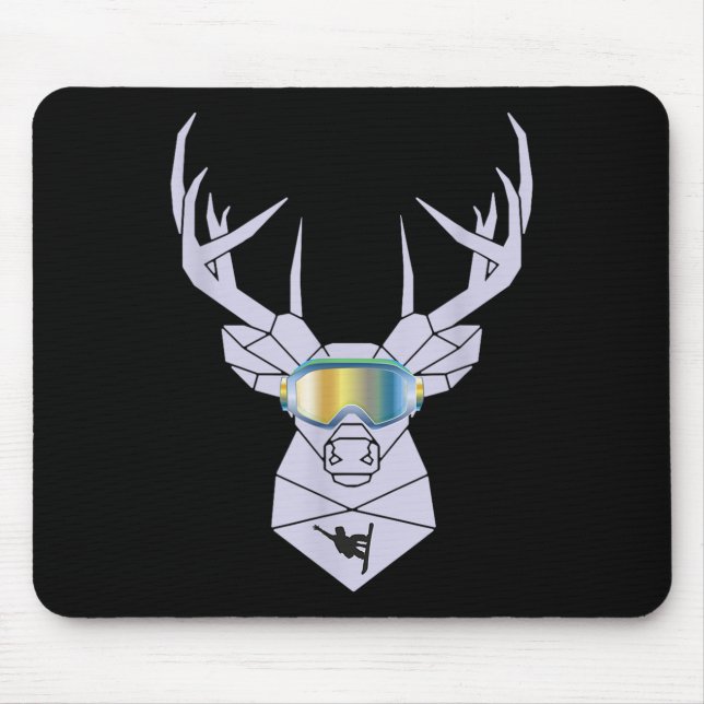 Snowboard Goggles Funny Snowboarding Moose Gift  Mouse Pad (Front)