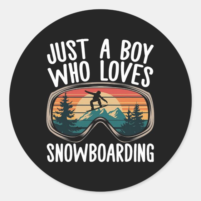 Snowboard Goggles Mountain Snowboarding Boys Men S Classic Round Sticker (Front)