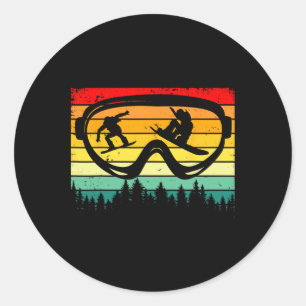 Snowboard Goggles Mountain Snowboarding Retro Vaca Classic Round Sticker