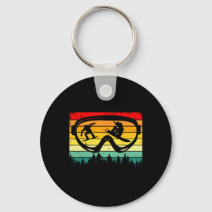 Snowboard Goggles Mountain Snowboarding Retro Vaca Key Ring