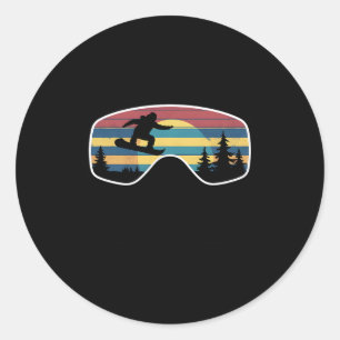 Snowboard Goggles Vintage Mountain Snowboarding Re Classic Round Sticker