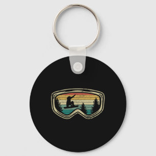 Snowboard Googles Big Air Silhouette Retro Trees Key Ring