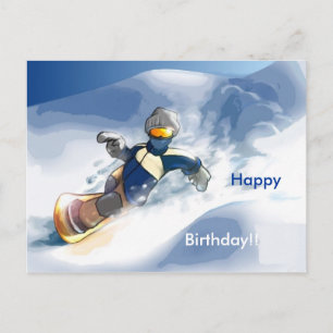 Snowboard-Happy, Birthday!! Postcard