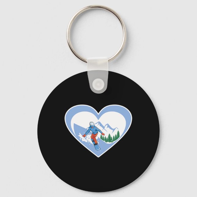 Snowboard Heart - Snowboarding Love  Key Ring (Front)