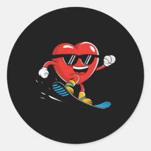 Snowboard Heart Snowboarding Valentines Day Boys G Classic Round Sticker