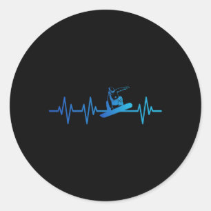 Snowboard Heartbeat 80s 90s Retro Winter Snowboard Classic Round Sticker