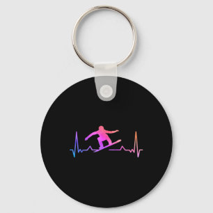 Snowboard Heartbeat 80s 90s Retro Winter Snowboard Key Ring