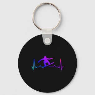 Snowboard Heartbeat 80s 90s Retro Winter Snowboard Key Ring