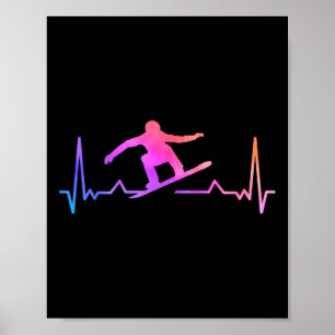 Snowboard Heartbeat 80s 90s Retro Winter Snowboard Poster