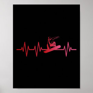 Snowboard Heartbeat 80s 90s Retro Winter Snowboard Poster