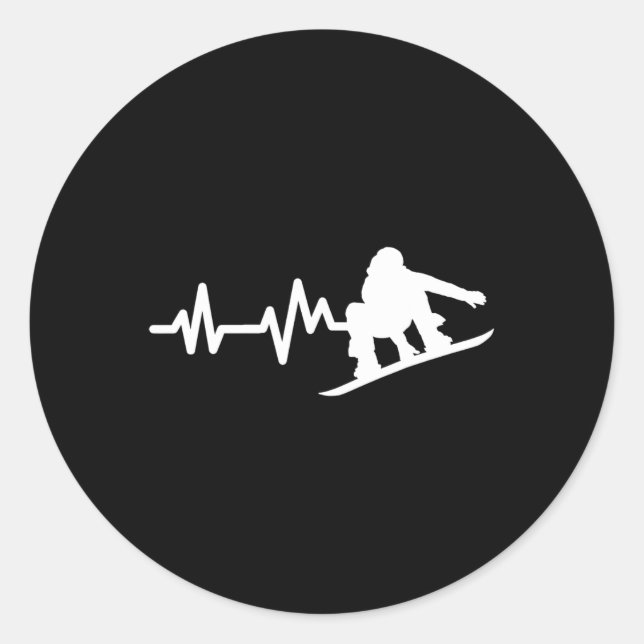 Snowboard Heartbeat Snowboarder  Classic Round Sticker (Front)