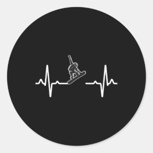 Snowboard Heartbeat Snowboarder Freestyle Snow Mou Classic Round Sticker