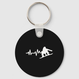 Snowboard Heartbeat Snowboarder Key Ring
