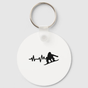 Snowboard Heartbeat Snowboarding Key Ring