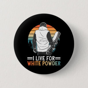 Snowboard I Live For White Powder Snowboarding Gog 6 Cm Round Badge