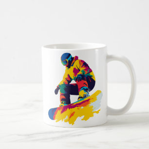 Snowboard Illustration Watercolour Art Painting Coffee Mug