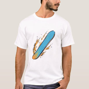 Snowboard in Flames in Pop Art Comic Style T-Shirt