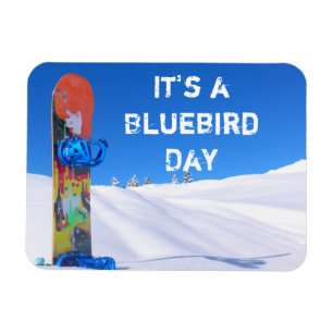 Snowboard in Snow, Bluebird Day Magnet