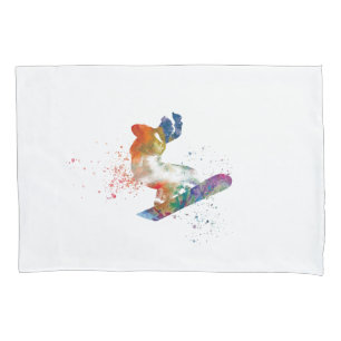 Snowboard in watercolor pillowcase