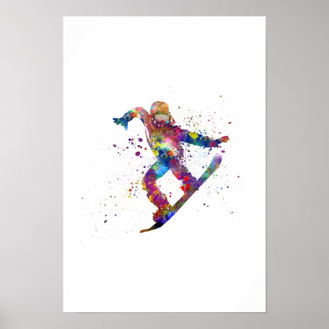 Snowboard in watercolor poster (Front)