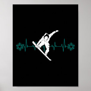 Snowboard Is Life Heartbeat Snow Flake T Shirt Tee Poster