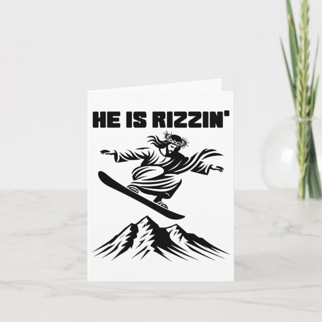Snowboard Jesus Christ Snowboarding Rizzin' Snow C Card (Front)