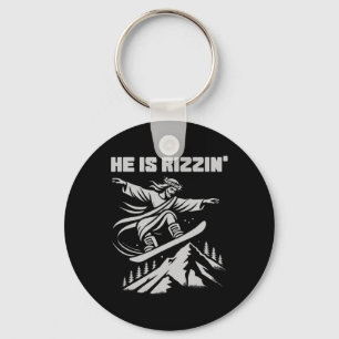Snowboard Jesus Christ Snowboarding Rizzin' Snow C Key Ring