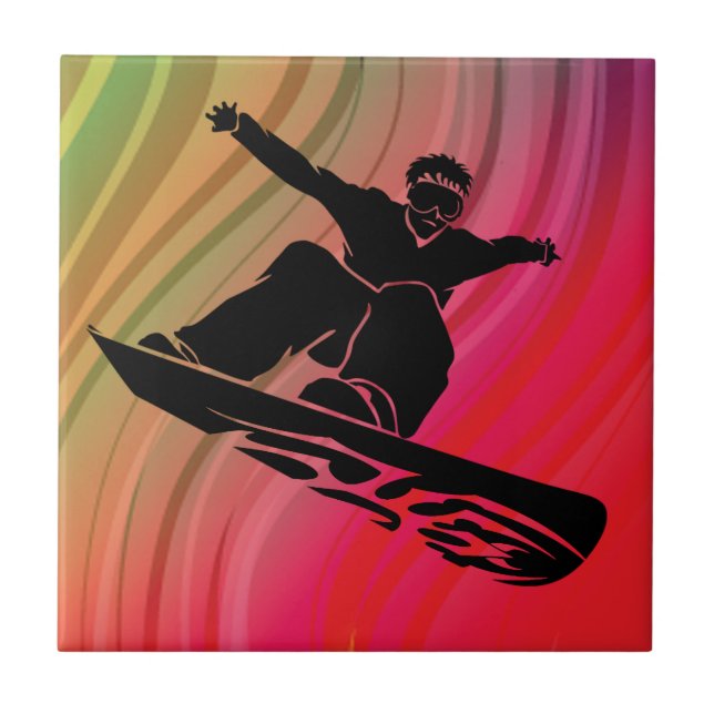 Snowboard Jump Ceramic Tile (Front)