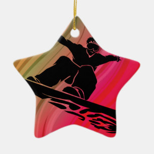 Snowboard Jump Ceramic Tree Decoration