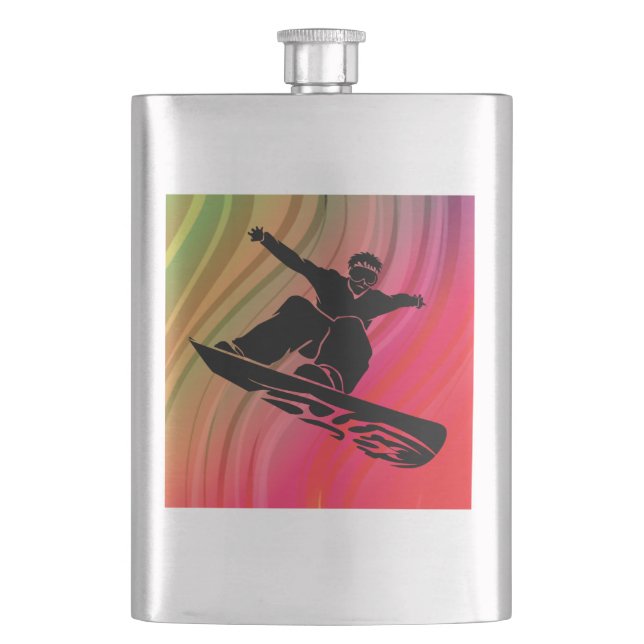 Snowboard Jump Hip Flask (Front)