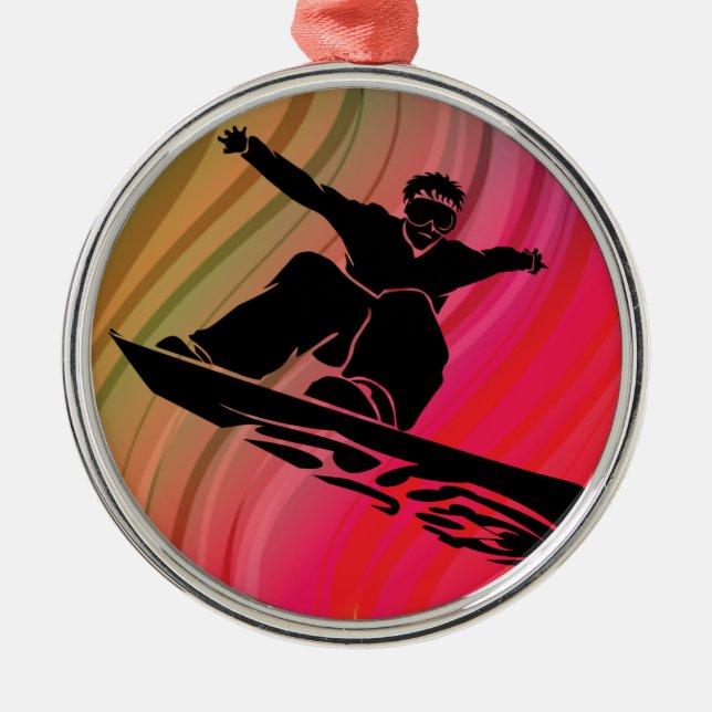 Snowboard Jump Metal Tree Decoration (Front)