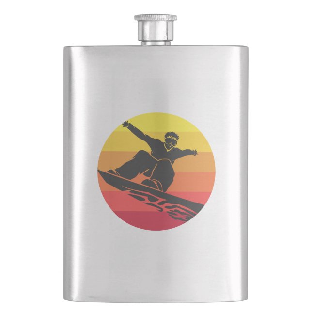Snowboard Jump Retro Hip Flask (Front)
