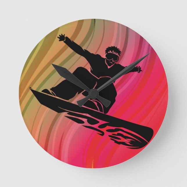 Snowboard Jump Round Clock (Front)