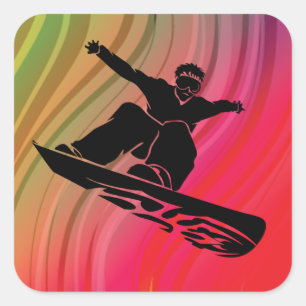 Snowboard Jump Square Sticker