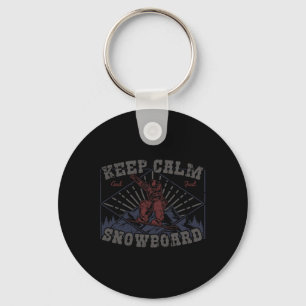 Snowboard Keep Calm Vintage Retro Snowbaording Win Key Ring