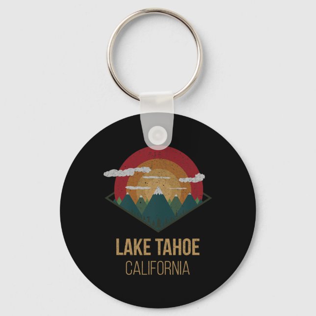 Snowboard Lake Tahoe California Winter Mountain Gi Key Ring (Front)