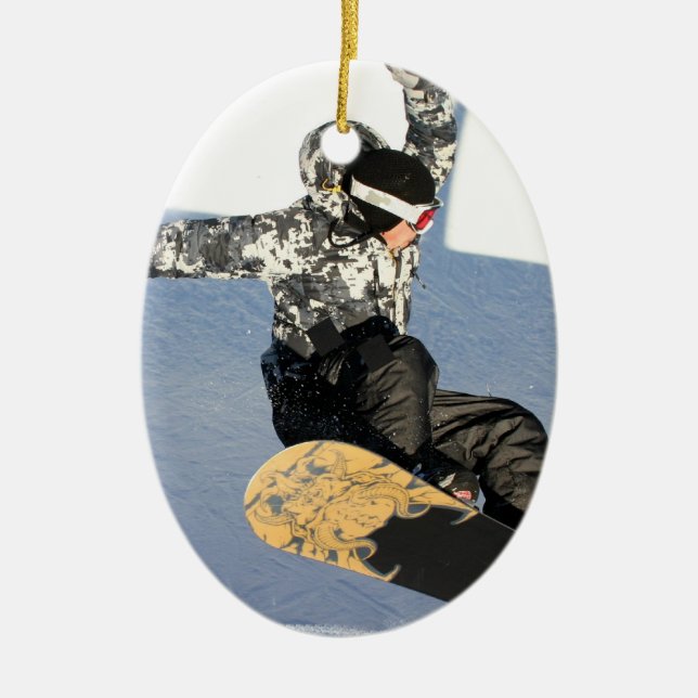 Snowboard Launch Ornament (Front)