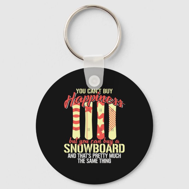 Snowboard Makes Me Happy Key Ring (Front)