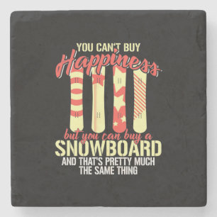 Snowboard Makes Me Happy Stone Coaster