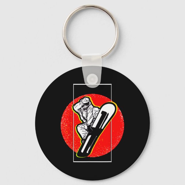 Snowboard Mask Japan Flag Snowboarding Snowboarder Key Ring (Front)
