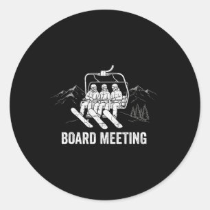 Snowboard Meeting Winter Sports Lovers Ski Lift Sk Classic Round Sticker