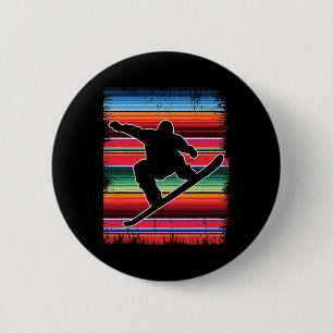 Snowboard Mexican Serape Print Cinco De Mayo Snowb 6 Cm Round Badge