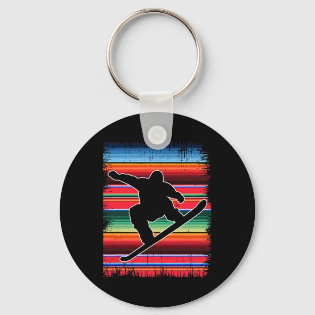 Snowboard Mexican Serape Print Cinco De Mayo Snowb Key Ring (Front)