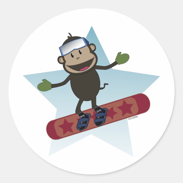 Snowboard Monkey Sticker (Front)