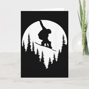 Snowboard Moon Silhouette Skiing Winter Sports Card