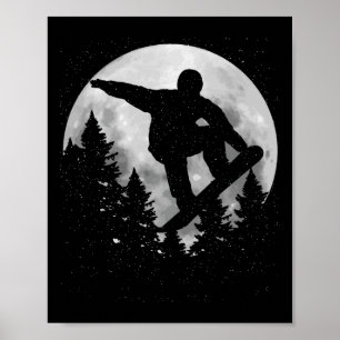 Snowboard Moon Snowboarding Winter Sports Snowboar Poster