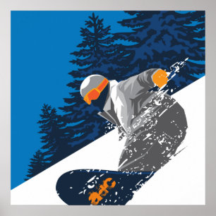 Snowboard, Mountain, extreme sports Poster